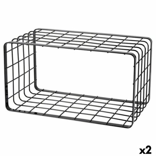 Flerfunktionell frvaring Inde Svart 34 x 19 x 18 cm Galler (2 a
