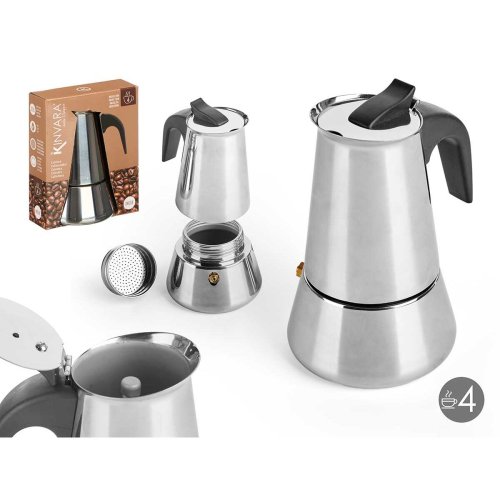 Italiensk Kaffepanna Kinvara S12AA-4T Svart Silvrig Stl 4 Cssz