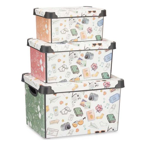 Set med stapelbara frvaringsldor Kipit Memories Plast 29 x 23,