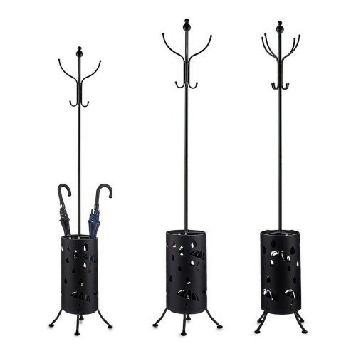Kapphngare Paraplystll Svart Metall (44 x 185 x 44 cm)