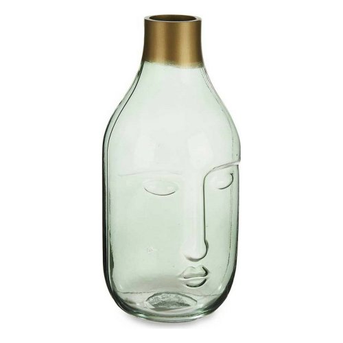 Vas Ansikte Grn Glas (11 x 24,5 x 12 cm)