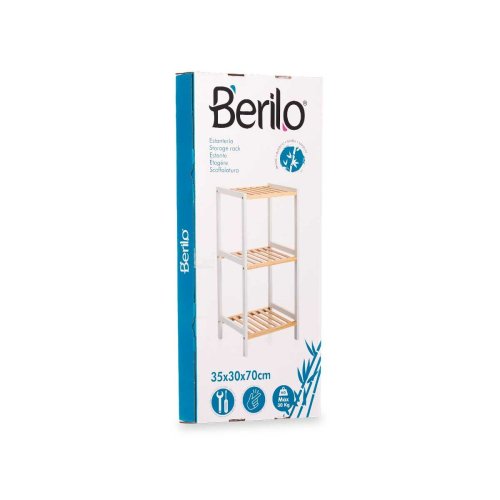 Badrumshyllor 35 x 30 x 70 cm Vit Naturell Bambu furutr