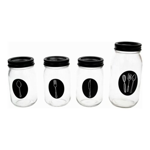 Besticks-sortering Vivalto Svart Transparent Metall Glas 9 x 9 x