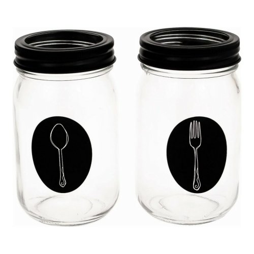 Besticks-sortering Vivalto Svart Transparent Metall Glas 9 x 9 x