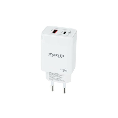 Vggladdare TooQ Cargador de Pared GaN USB-C/PD + USB-A/QC 45W,