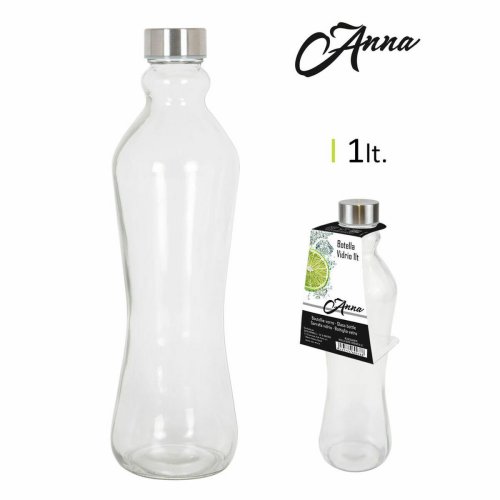 Glasflaska Anna 1 L Metallkpa Metall Glas (12 antal)
