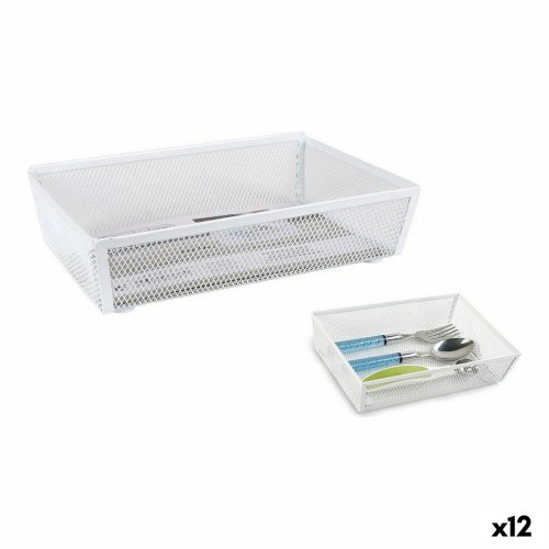 Besticks-sortering Confortime Metall Vit 21,8 x 15,24 x 5,2 cm (