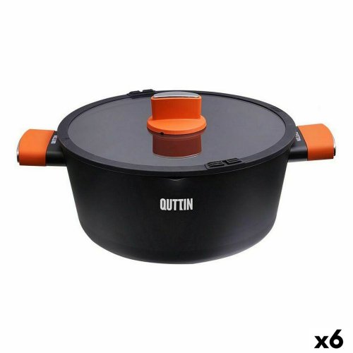 Kastrull med glaslock Quttin Gastro Svart Orange 34,5 x 25,5 x 1