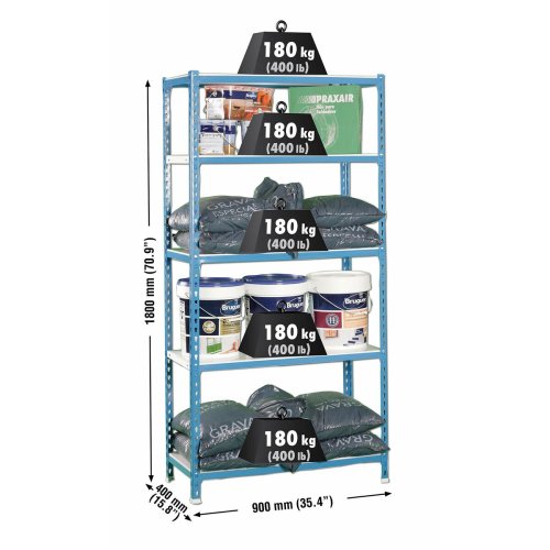 Bokhylla Simon Rack Simonclick 5/400 Metall 180 x 90 x 40 cm 5 H