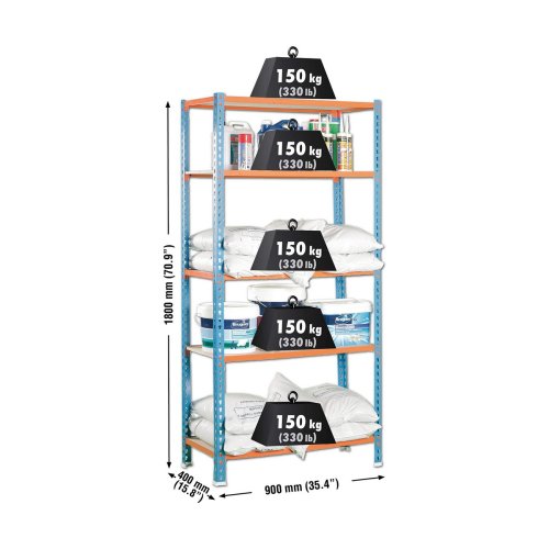 Bokhylla Simon Rack Maderclick 5/400 750 kg Metall 5 Hyllor spn