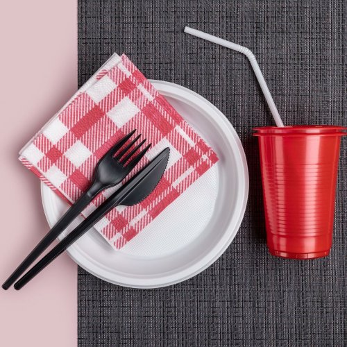 Set med teranvndbara tallrikar Maxi Products Vit Plast 100 Del