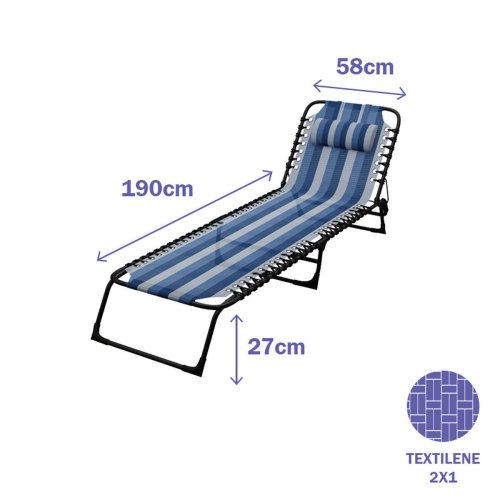 Marbueno Fllbar Stl Solstol Med Kudde Trdgrd och Pool 190X58