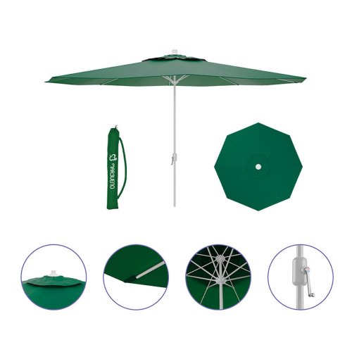 Marbueno Paraply Stl 8 Ribbor D300 cm Polyester Grn Trdgrd,