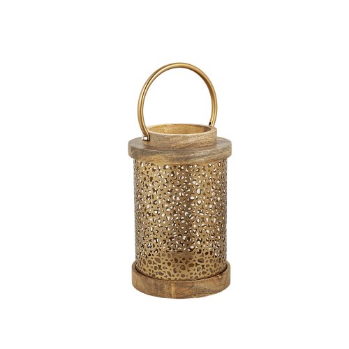 Lykta Romimex Brun Gyllene Tr Metall 16 x 27 x 16 cm