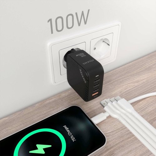 Vggladdare Aisens ASCH-100W4P029-BK 100 W Svart (1 antal)