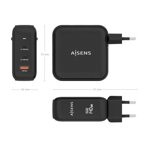 Vggladdare Aisens ASCH-140W3P031-BK 140 W Svart (1 antal)