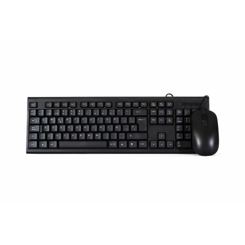 Tangentbord och Mus CoolBox Svart Qwerty Spanska