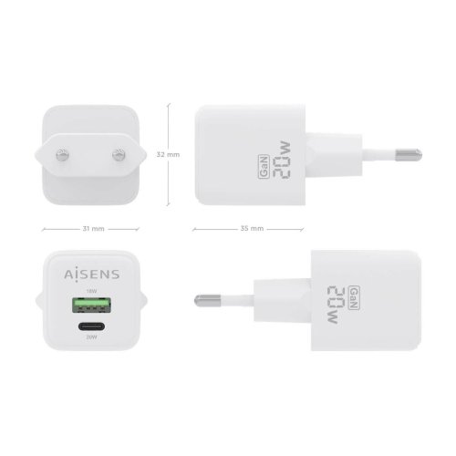 Vggladdare Aisens ASCH-20W2P010-W Vit 20 W (1 antal)