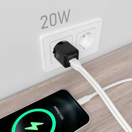 Vggladdare Aisens ASCH-20W2P011-BK 20 W Svart (1 antal)