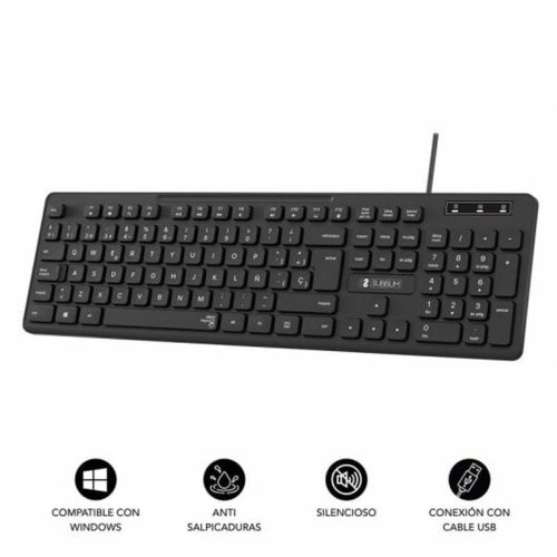 Numeriskt tangentbord Subblim SUBKBC-0SSK50 Svart Qwerty Spanska