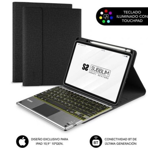 Fodral till Lsplatta Subblim SUBKT4-BTPI03 Svart Qwerty Spanska
