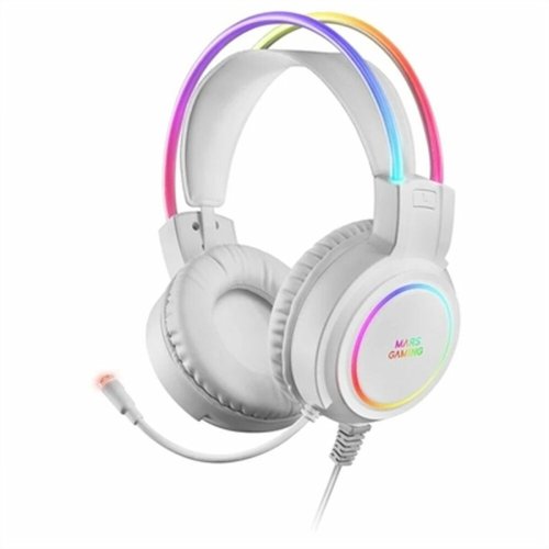 Hrlurar med mikrofon Gaming Mars Gaming MHRGBW Vit