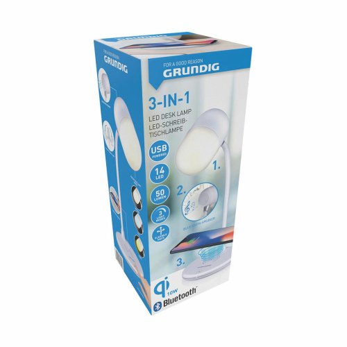 LED-lampa med hgtalare och trdls laddare Grundig Vit 10 W 50