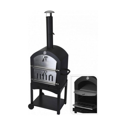 Kolgrill med hjul Svart (10 x 46,5 cm) (44,5 x 65 x 158 cm)