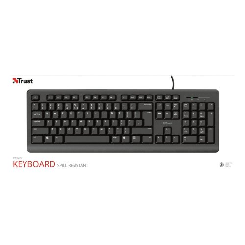 Tangentbord Trust 23880 Svart Engelska EEUU QWERTY
