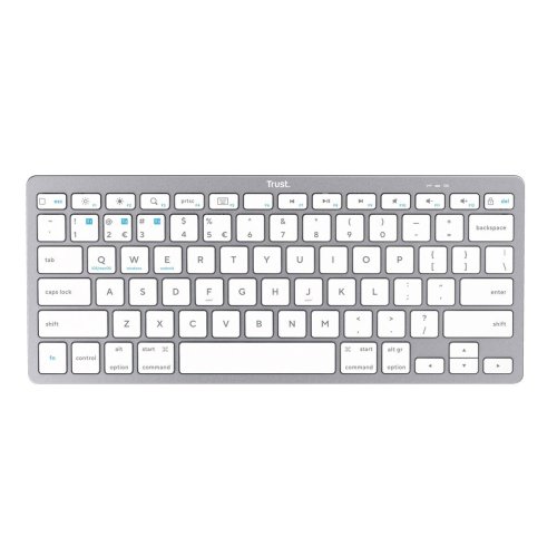 Trdlst Tangentbord Trust 24651 Qwerty US Silvrig Svartvit
