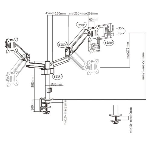 Bordfste fr Skrm GEMBIRD MA-DA2P-01 17" 32"