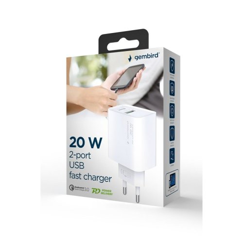 Vggladdare GEMBIRD TA-UC-PDQC20-01-W