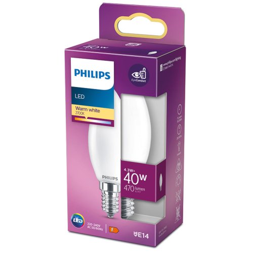 LED-lampa Philips Ljus F 4,3 W E14 470 lm 3,5 x 9,7 cm (2700 K)