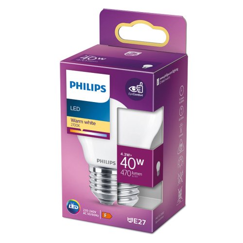 LED-lampa Philips F 40 W 4,3 W E27 470 lm 4,5 x 8,2 cm (2700 K)