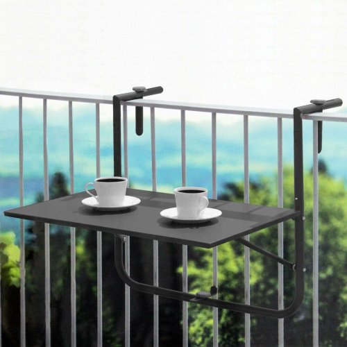 Hopfllbart bord fr balkong Ambiance Svart Mrkgr 60 x 43 cm