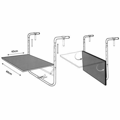 Hopfllbart bord fr balkong Ambiance Svart Mrkgr 60 x 43 cm