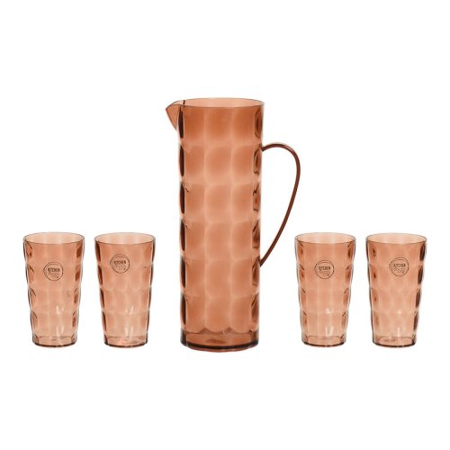 Set med kanna och glas EDM 869702 Brun tervunnen plast 5 Delar