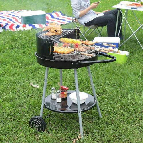 Kolgrill med hjul Grill Svart  51 cm