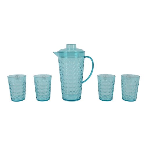 Set med kanna och glas Lifetime Bl Plast 5 Delar