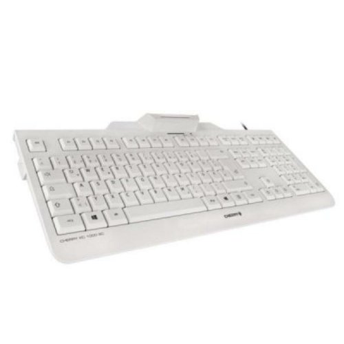 Tangentbord med Lsare Cherry JK-A0100ES-0 Vit Gr Qwerty Spansk