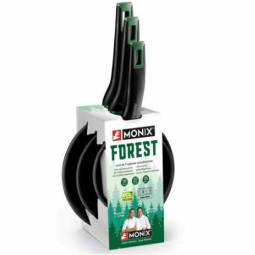 Set med stekpannor Monix FOREST M501236 Svart Aluminium