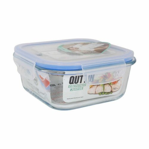 Fyrkantig matlda med lock Quttin Transparent 750 ml 16 x 16 x 7
