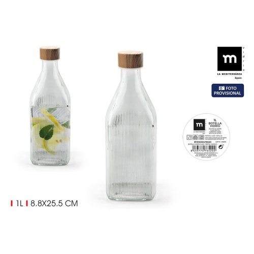 Glasflaska La Mediterrnea Metall Glas 1 L (24 antal)