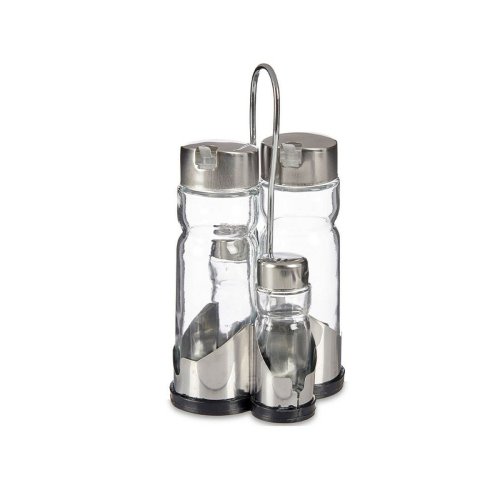 Kryddset Anna Transparent Silvrig 10 x 10 x 21 cm (12 antal)