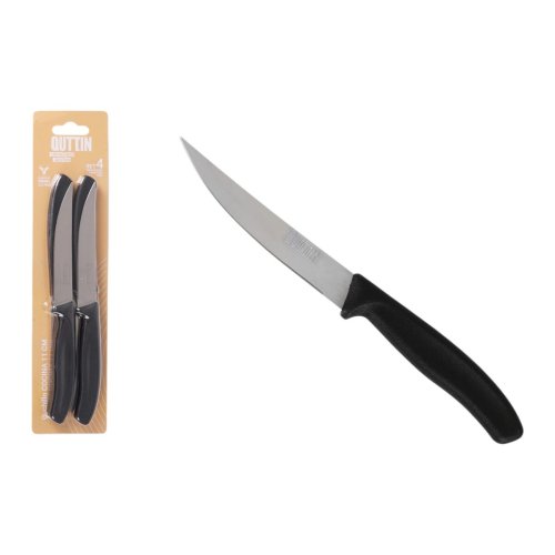 Set med kttknivar Quttin 11 cm Svart Silvrig Rostfritt stl 4 D
