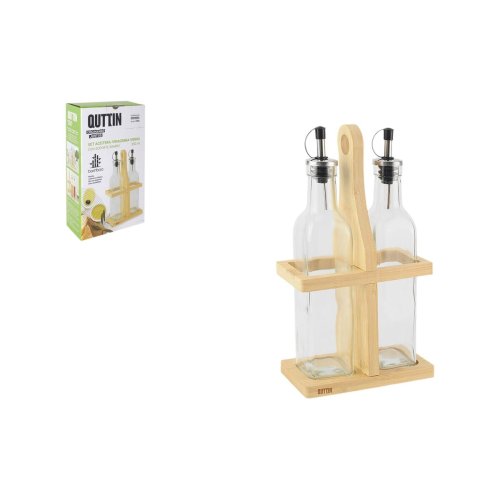 Kryddset Quttin Brun Transparent Glas Bambu 250 ml 2 Delar (12 a