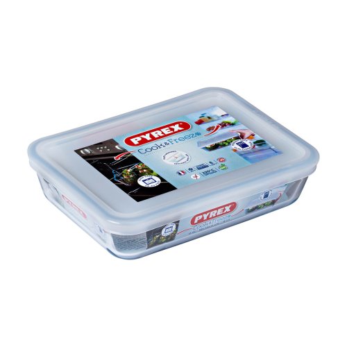 Rektangulr matlda med lock Pyrex Cook & Freeze 22,5 x 17,5 x 6