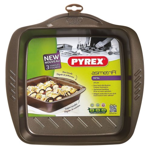 Ugnsform Pyrex Asimetria Fyrkantig Svart Metall 24 x 24 cm (6 an