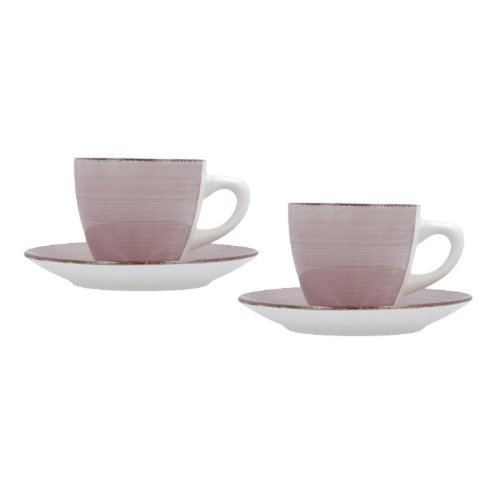 Set med koppar och fat Quid Vita Morning Rosa Keramik (4 Delar)