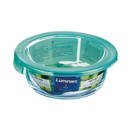 Rund matlda med lock Luminarc Keep'n Lagon Turkos 420 ml 11,5 x